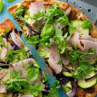 Delicious Courgette, Rocket & Ham Pizza