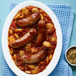 Sausage, Tomato & Butter Bean Bake Delight