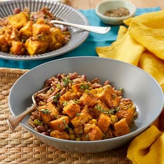 Savor Caribbean Tofu Curry with Rice & Peas